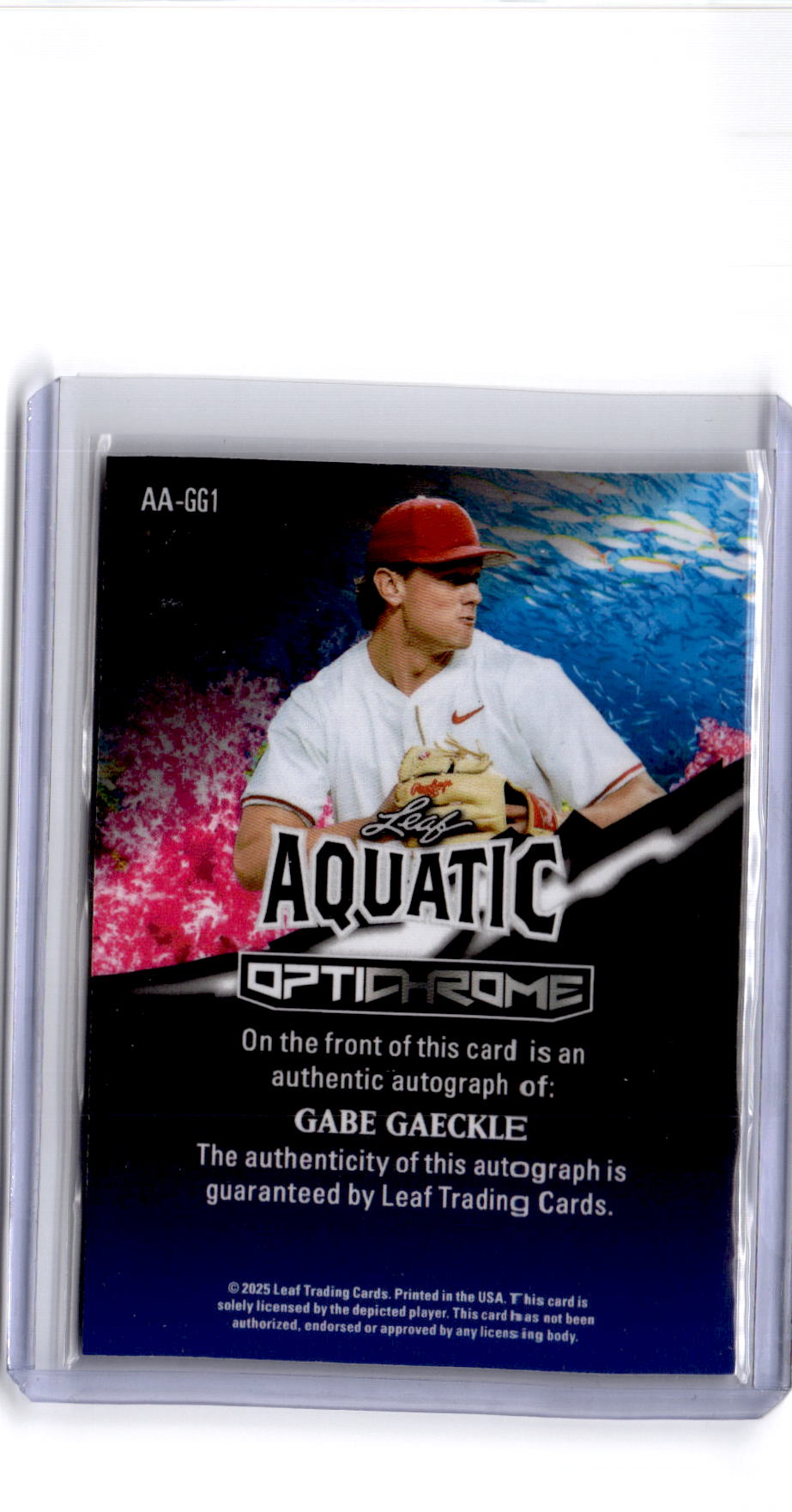 2025 Leaf Optichrome #AA-GG1 Gabe Gaeckle Aquatic Autographs Crystal Orca