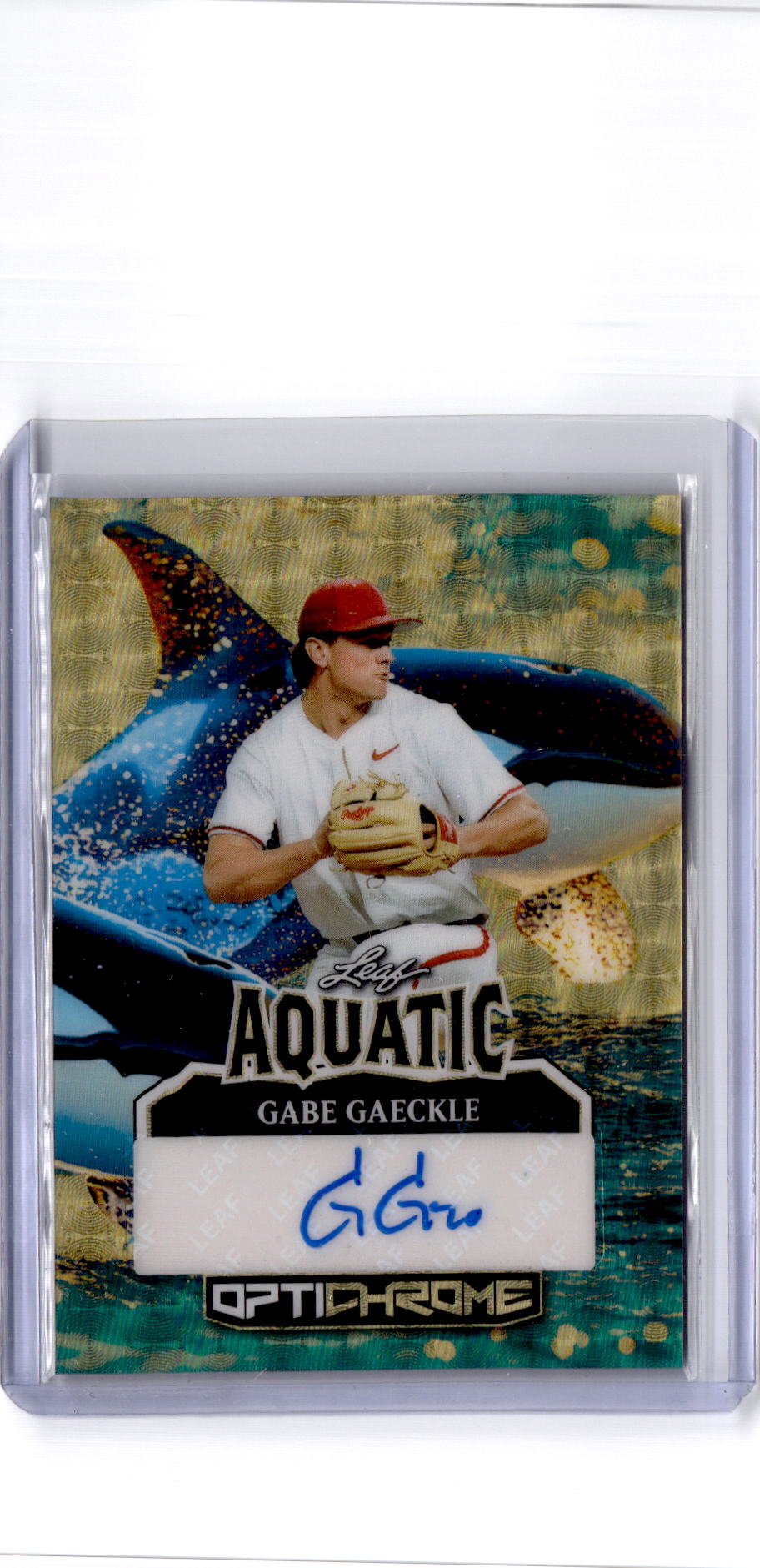 2025 Leaf Optichrome #AA-GG1 Gabe Gaeckle Aquatic Autographs Crystal Orca