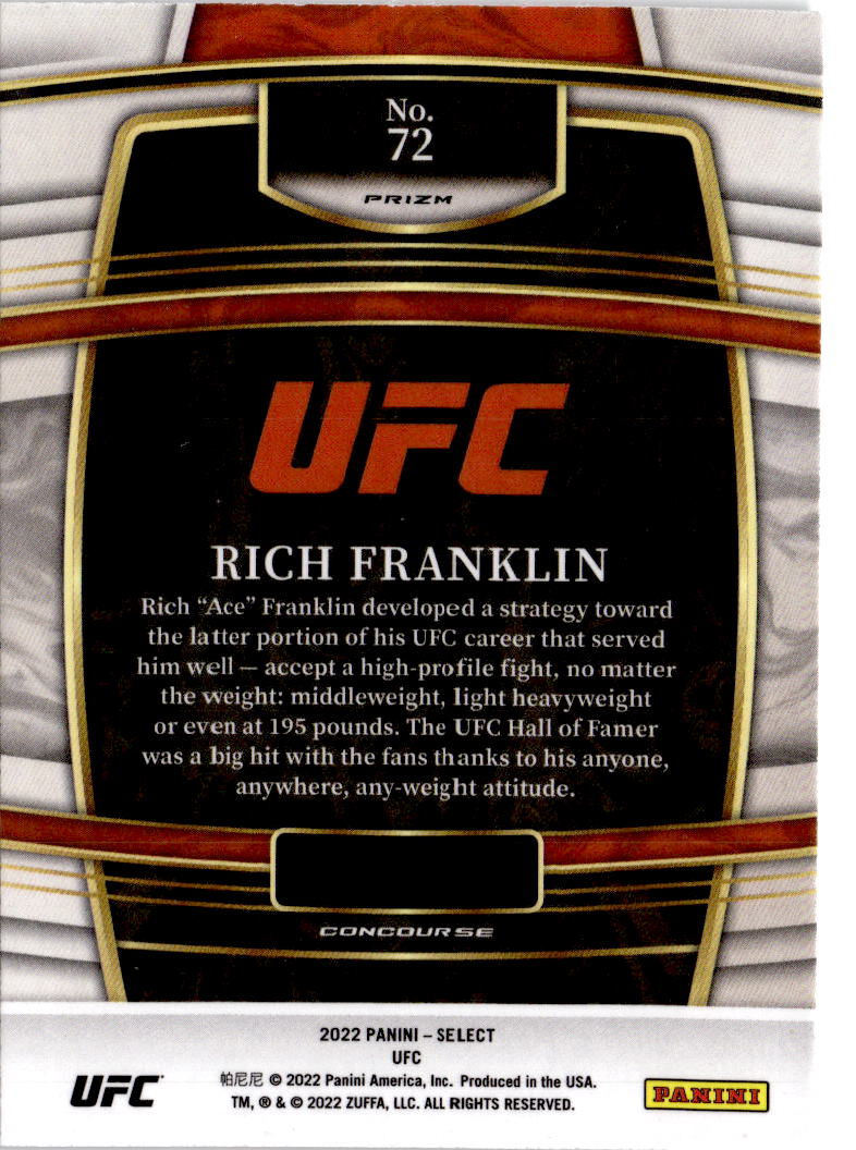 2022 Panini Select UFC #72 Rich Franklin Tri-Color Prizm