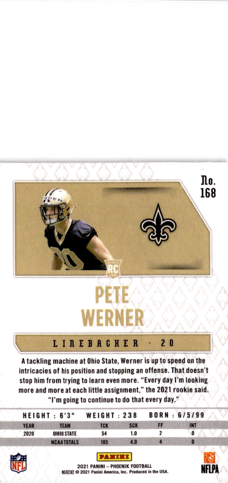 2021 Panini Phoenix #168 Pete Werner Fire Burst