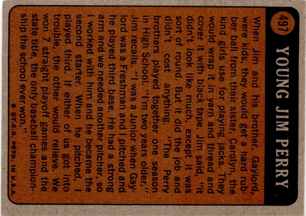 1972 Topps #497 Jim Perry
