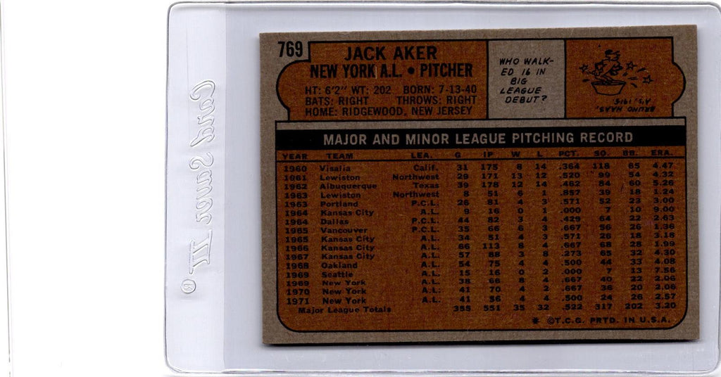1972 Topps #769 Jack Aker