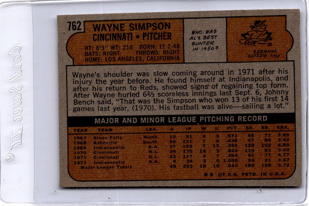1972 Topps #762 Wayne Simpson