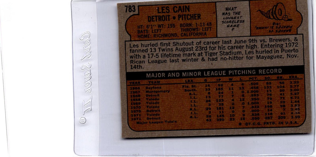 1972 Topps #783 Les Cain