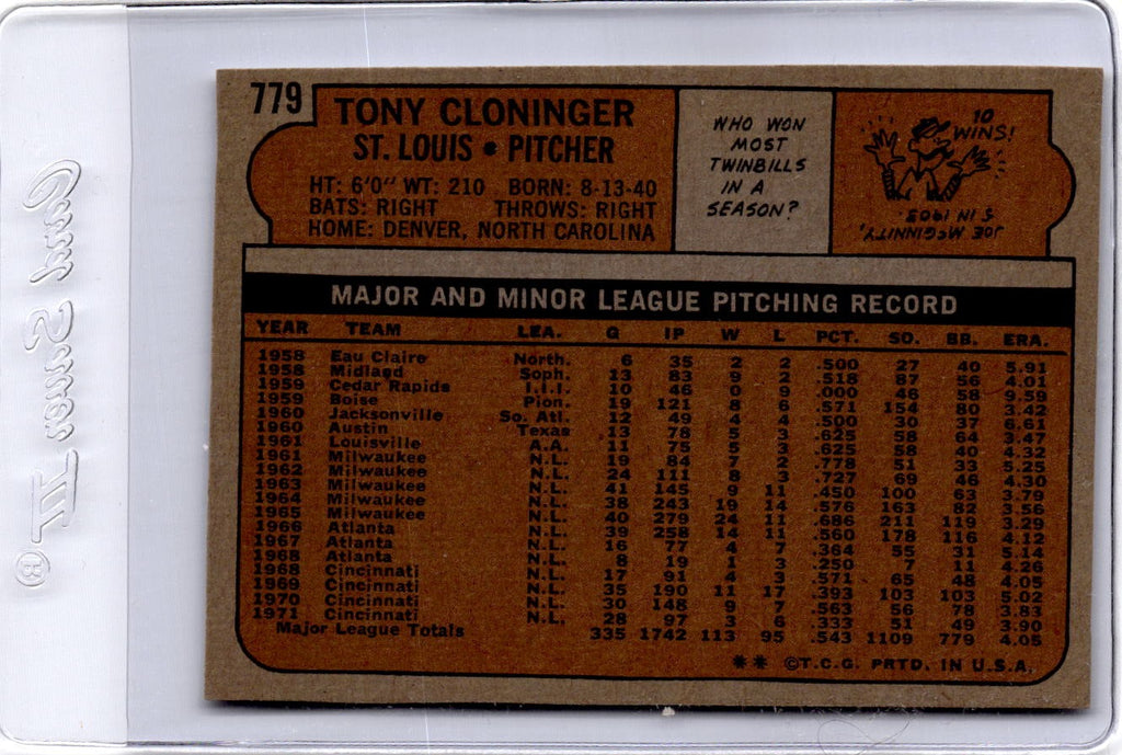 1972 Topps #779 Tony Cloninger