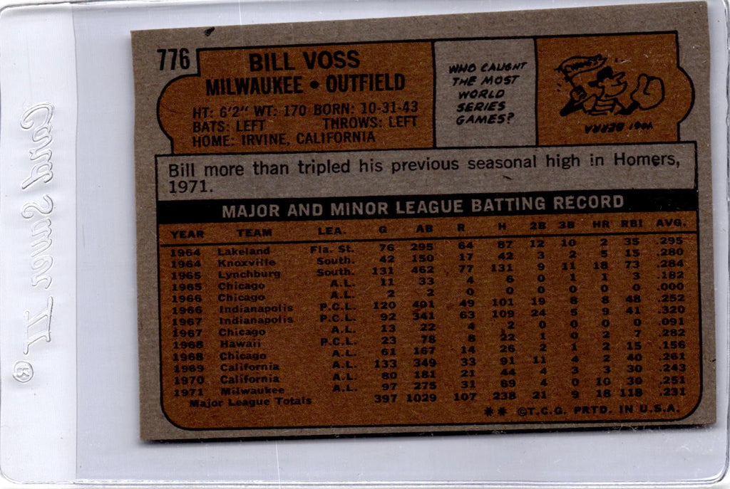 1972 Topps #776 Bill Voss