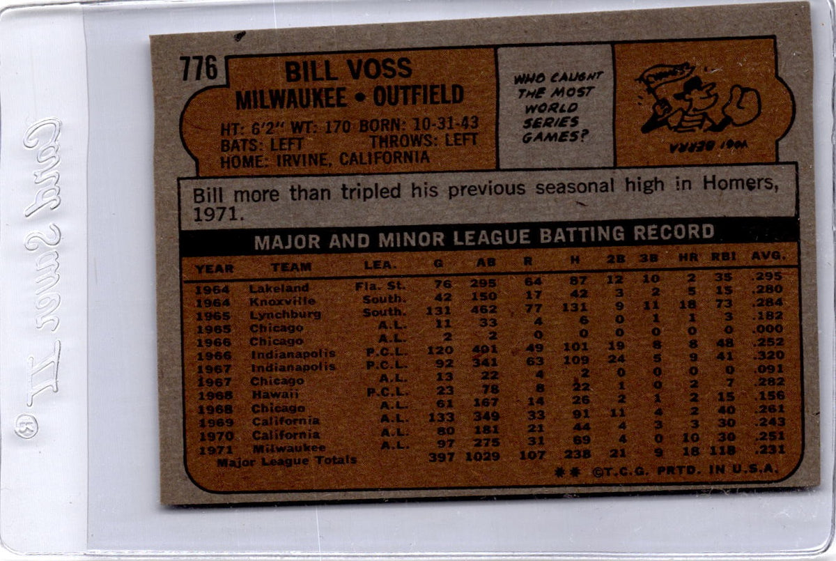 1972 Topps #776 Bill Voss