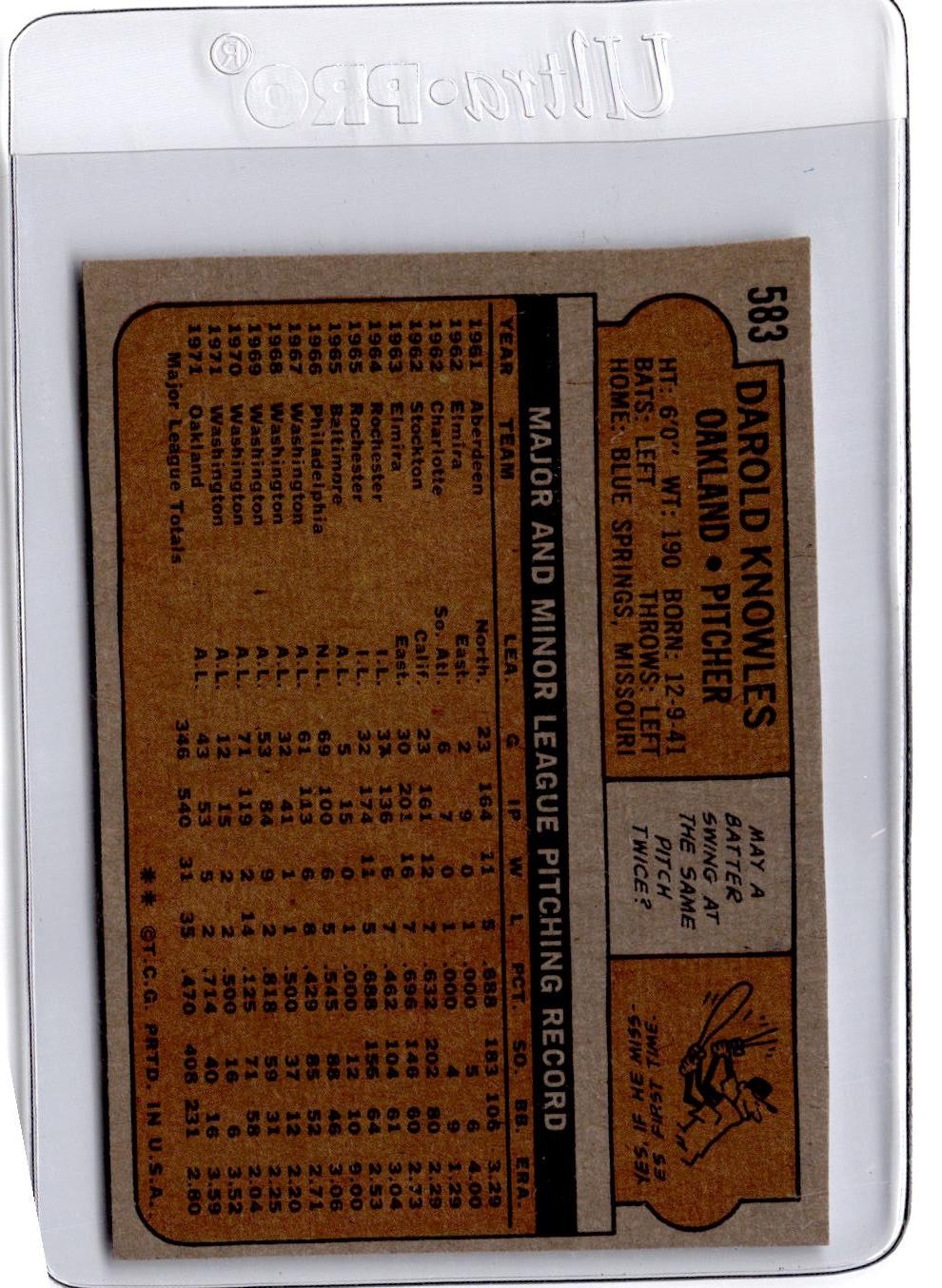 1972 Topps #583 Darold Knowles