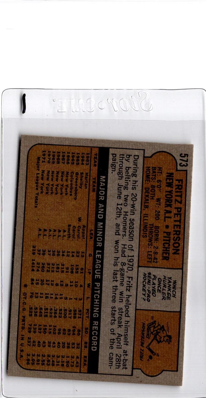 1972 Topps #573 Fritz Peterson
