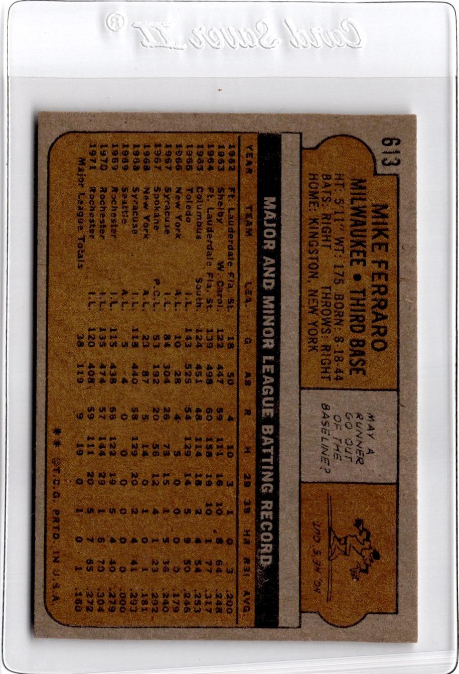 1972 Topps #613 Mike Ferraro
