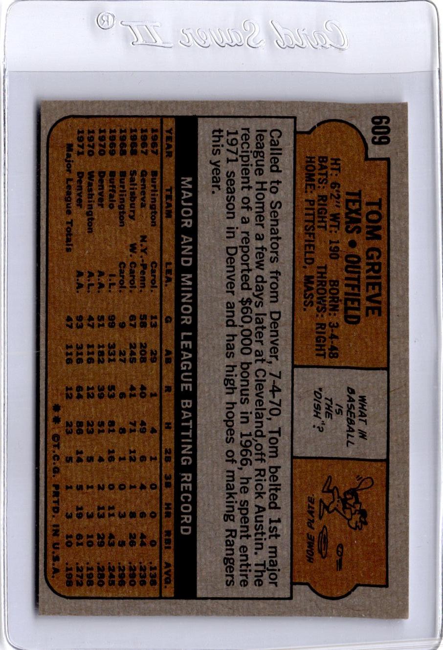 1972 Topps #609 Tom Grieve