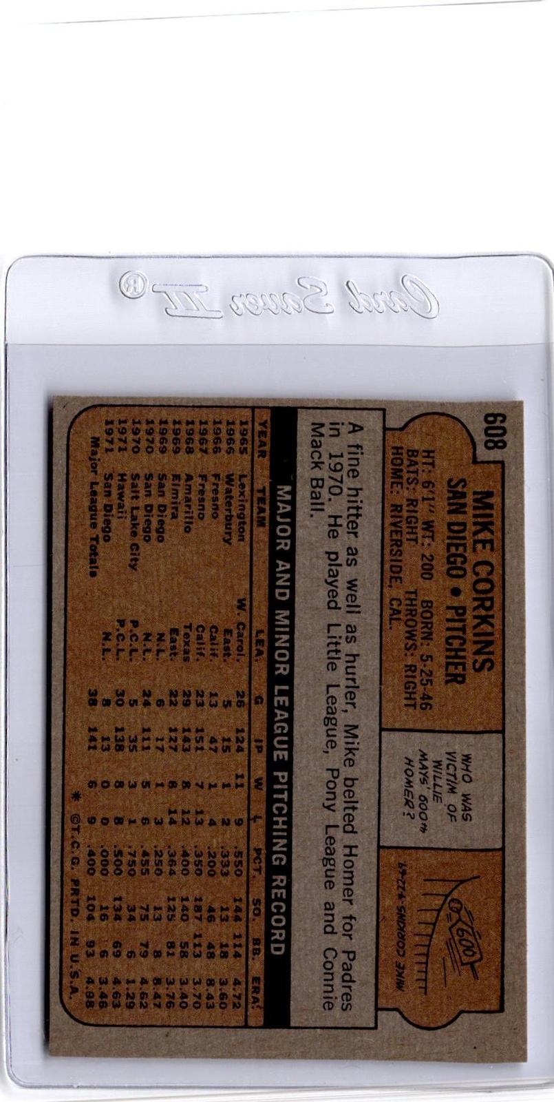 1972 Topps #608 Mike Corkins