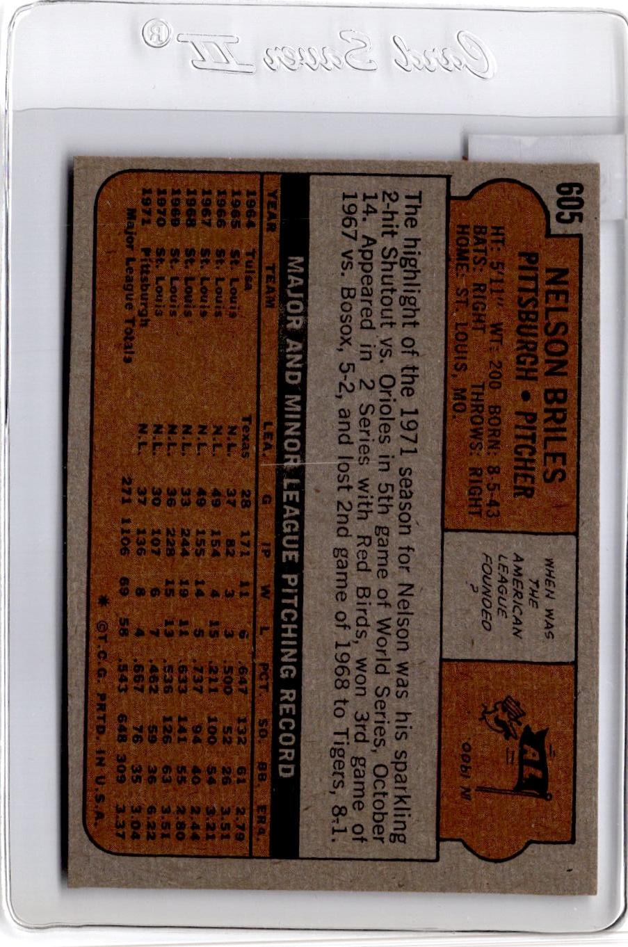 1972 Topps #605 Nelson Briles