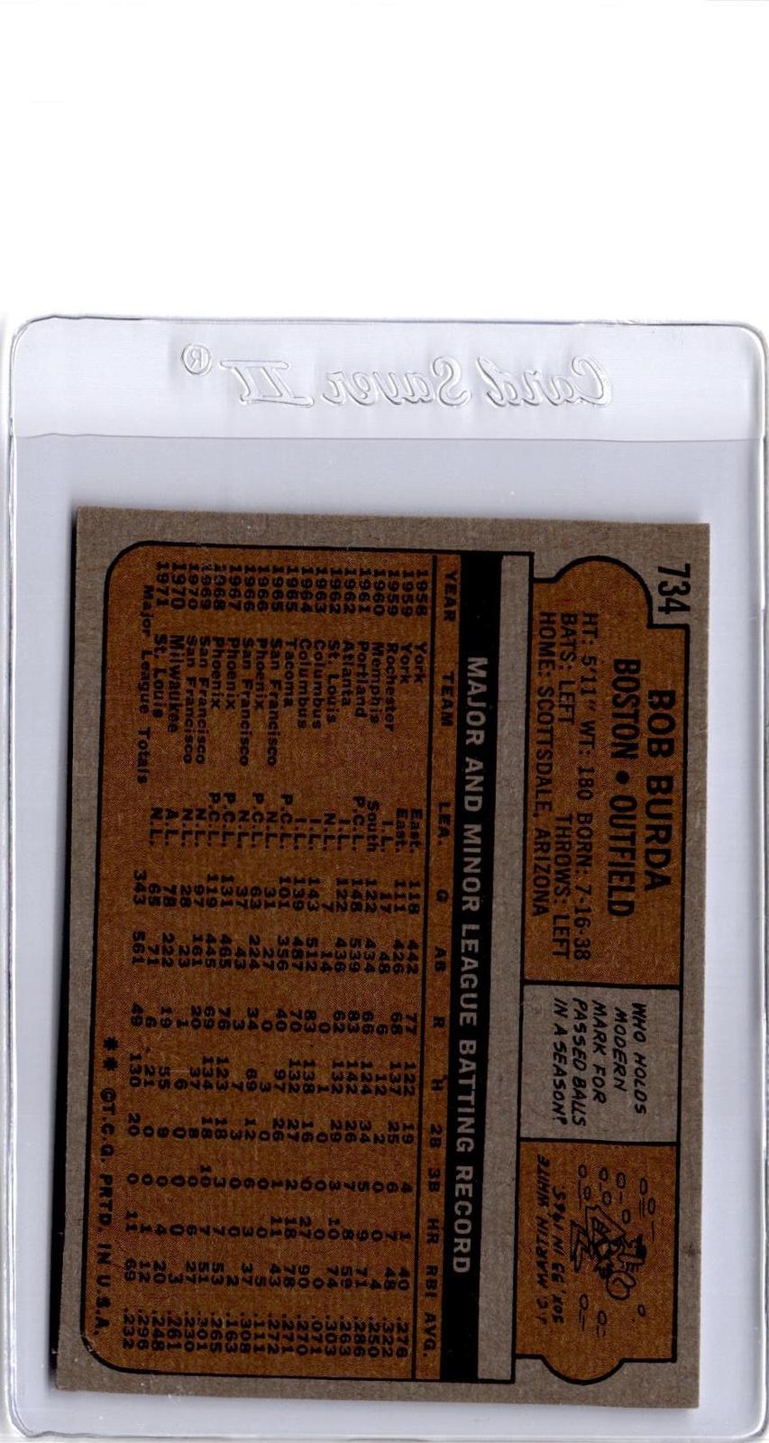 1972 Topps #734 Bob Burda