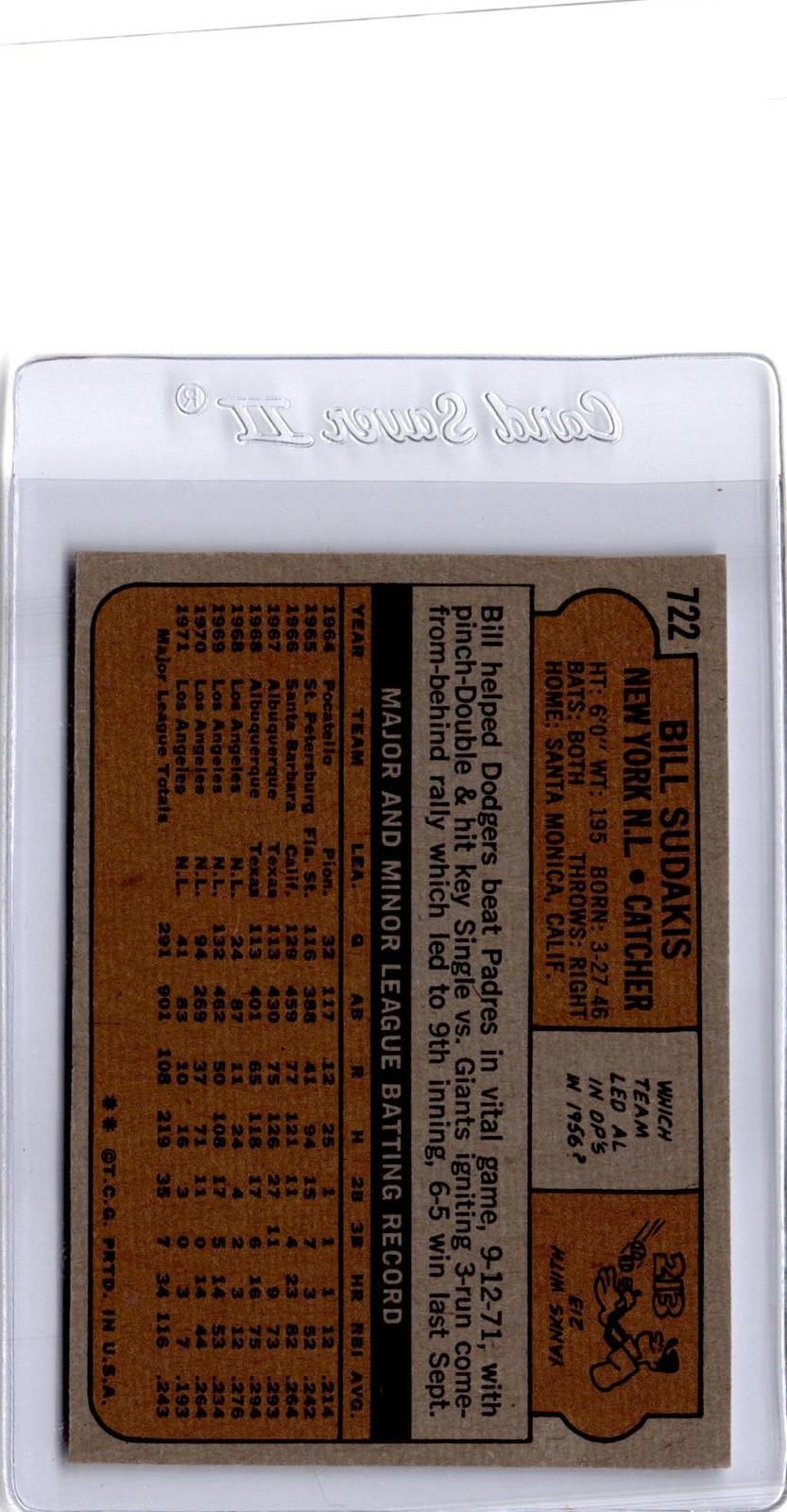 1972 Topps #722 Bill Sudakis