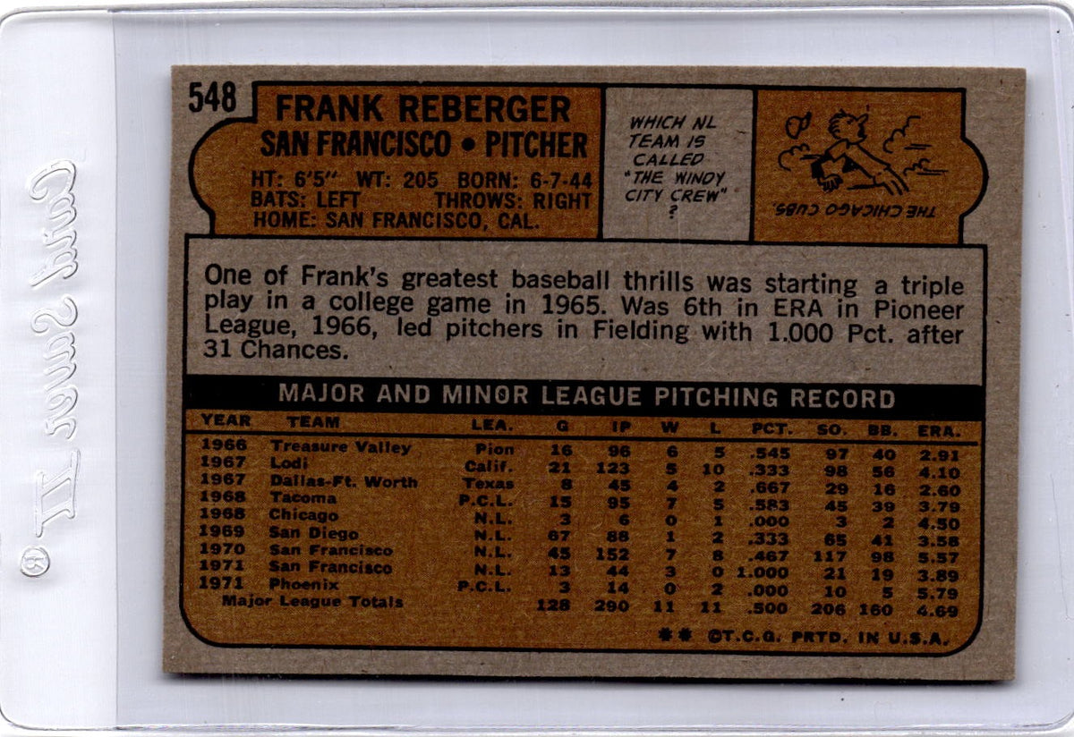 1972 Topps #548 Frank Reberger