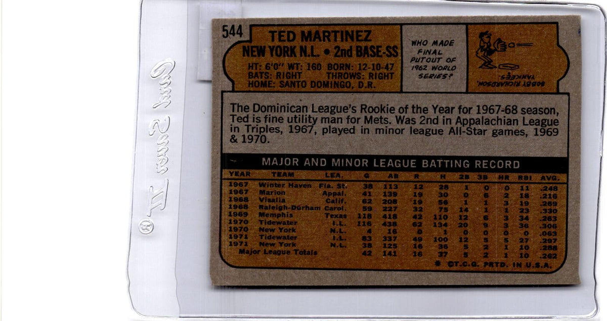 1972 Topps #544 Ted Martinez
