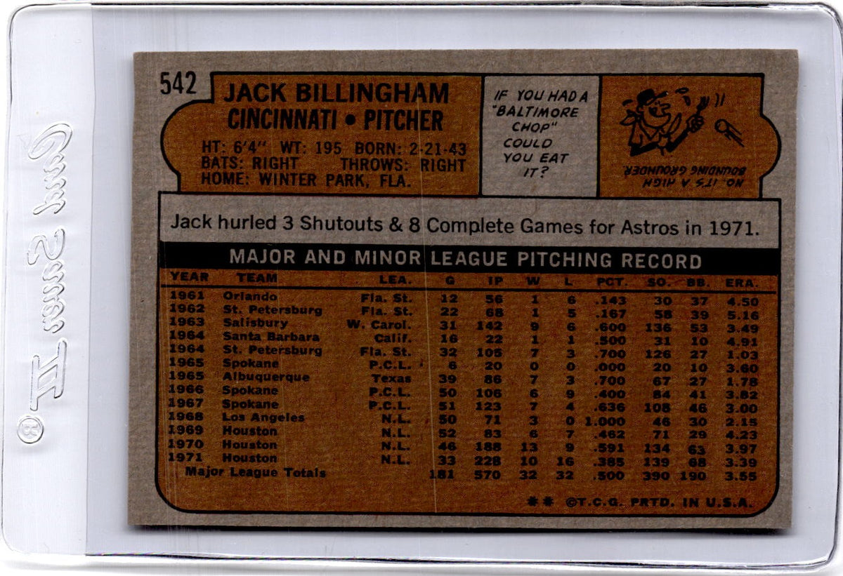 1972 Topps #542 Jack Billingham