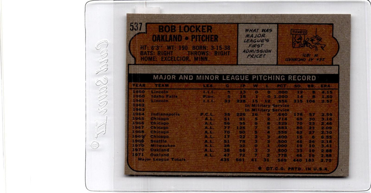 1972 Topps #537 Bob Locker
