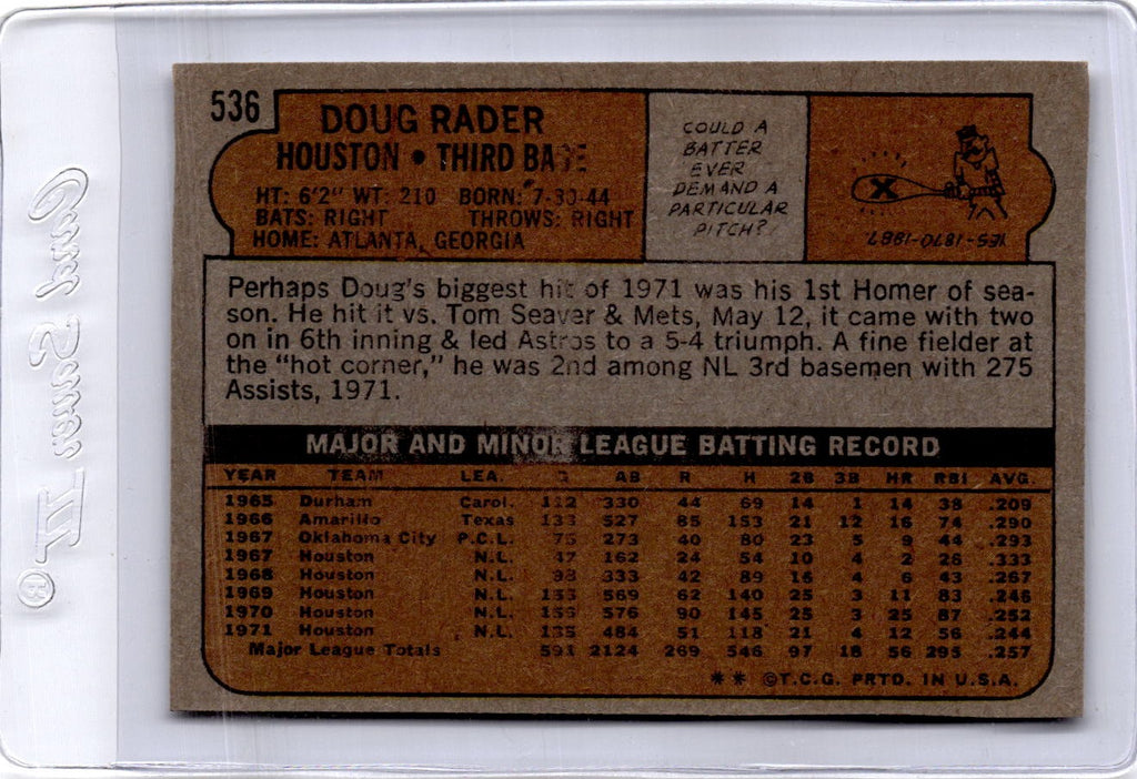 1972 Topps #536 Doug Rader
