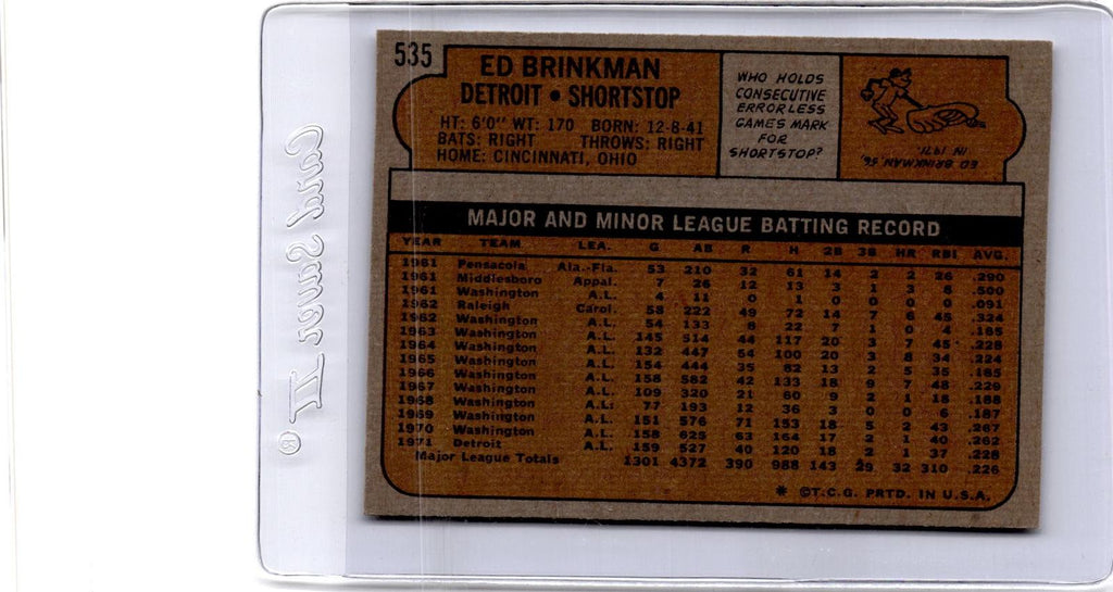 1972 Topps #535 Ed Brinkman