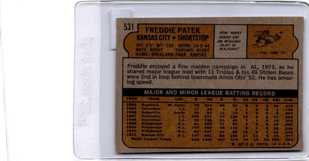 1972 Topps #531 Freddie Patek