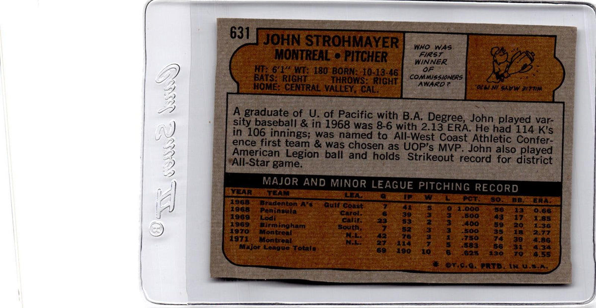 1972 Topps #631 John Strohmayer