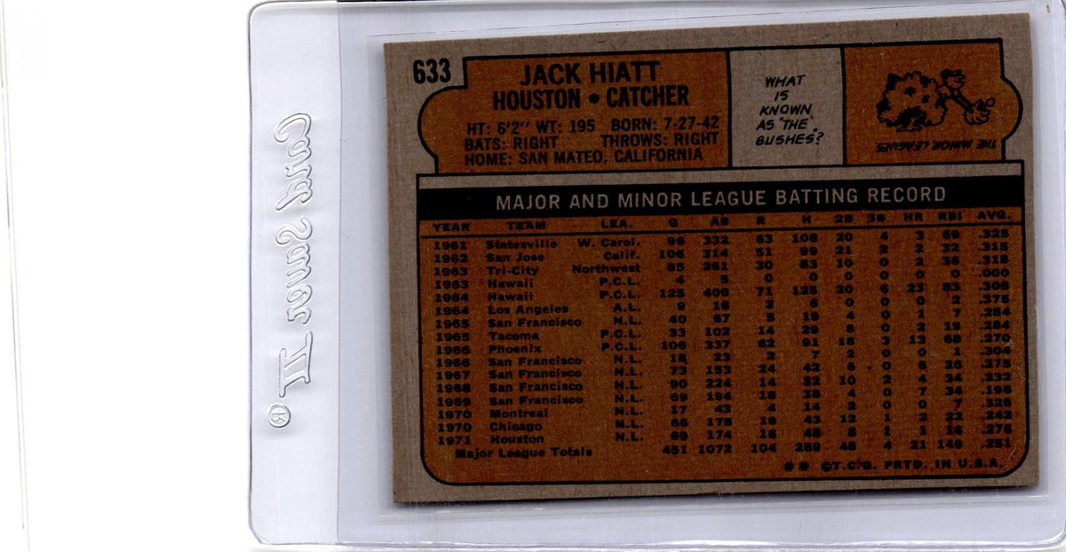 1972 Topps #633 Jack Hiatt