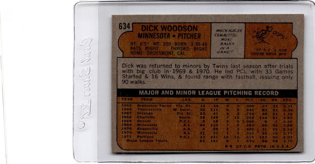 1972 Topps #634 Dick Woodson