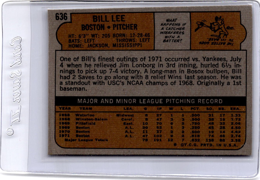 1972 Topps #636 Bill Lee