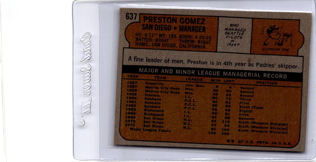 1972 Topps #637 Preston Gomez