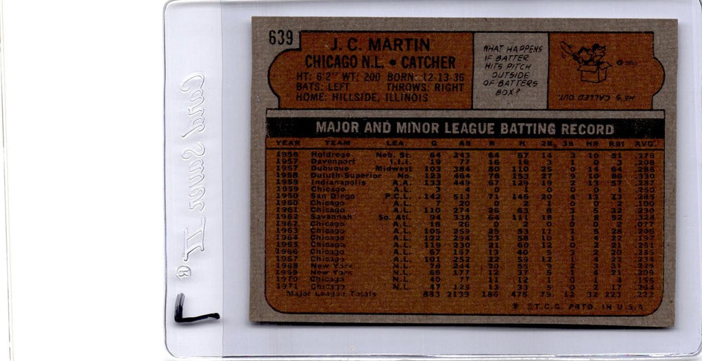 1972 Topps #639 J.C. Martin
