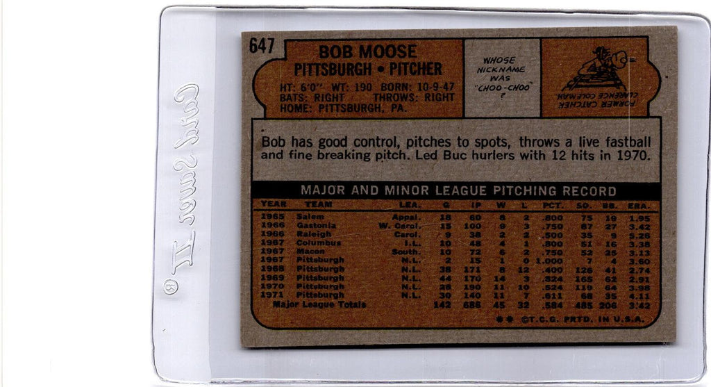 1972 Topps #647 Bob Moose