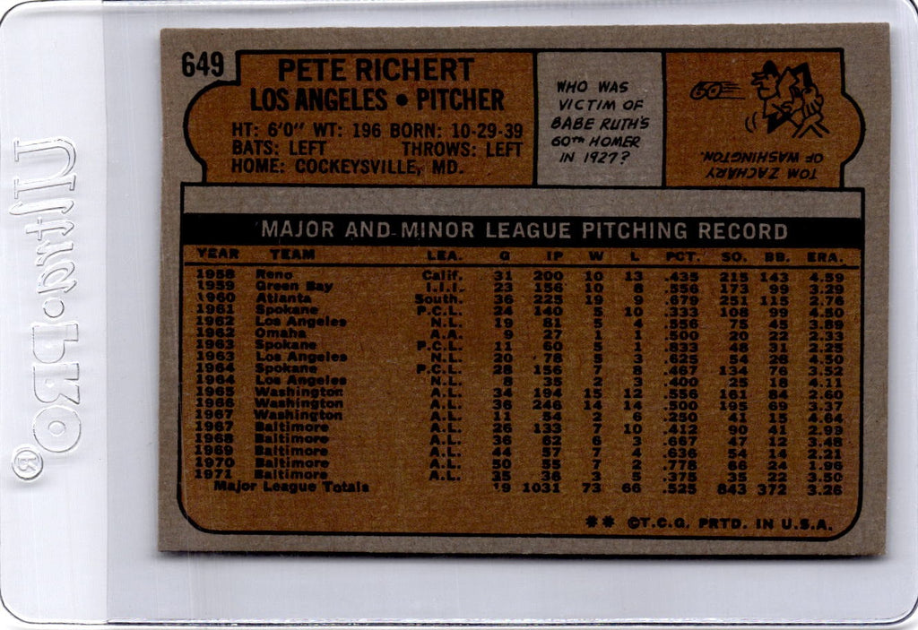 1972 Topps #649 Pete Richert