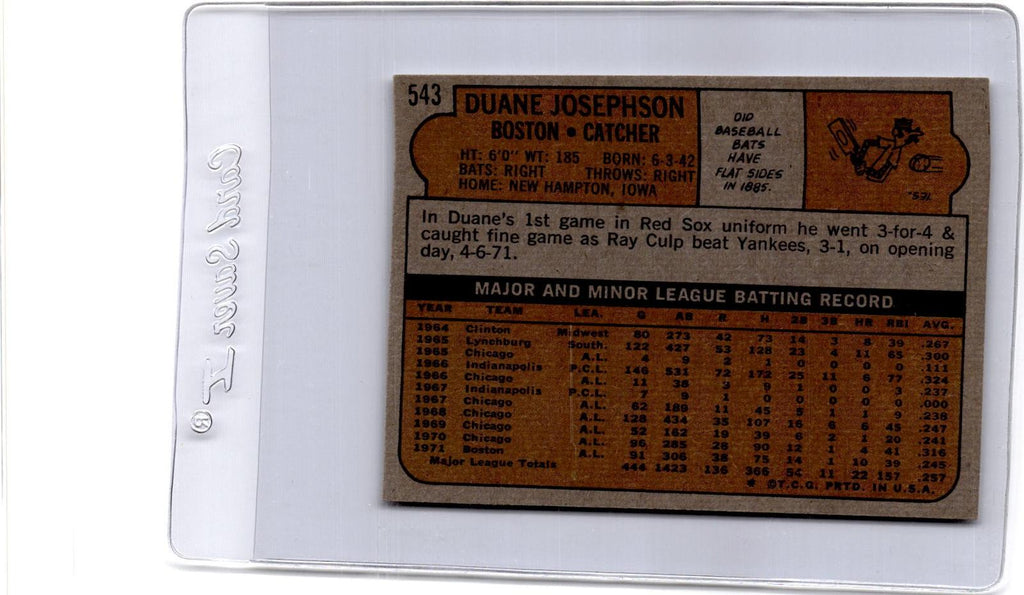 1972 Topps #543 Duane Josephson