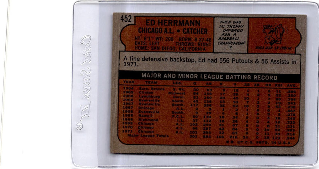 1972 Topps #452 Ed Herrmann
