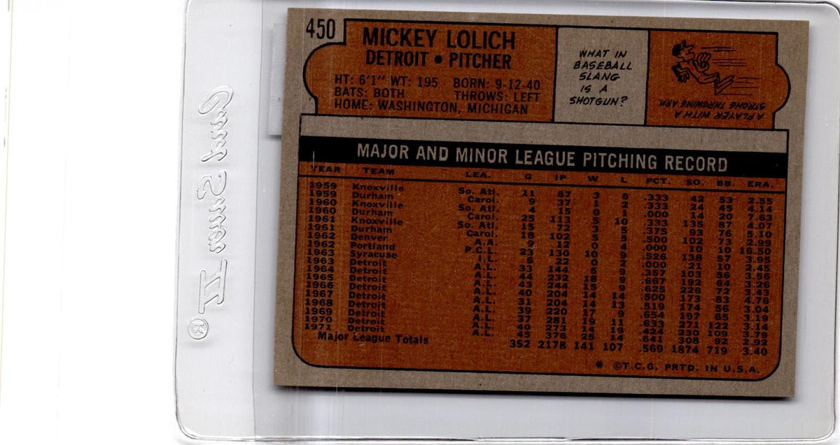 1972 Topps #450 Mickey Lolich