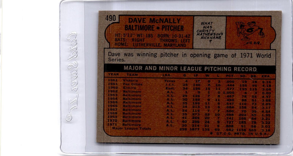 1972 Topps #490 Dave McNally