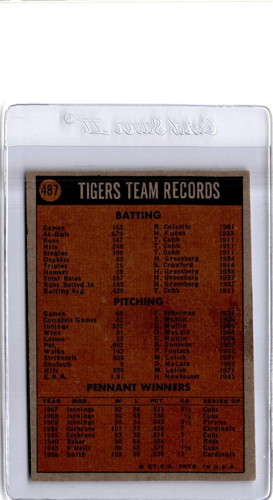 1972 Topps #487 Detroit Tigers