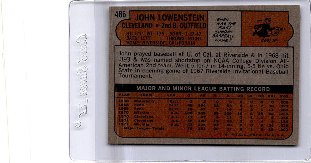1972 Topps #486 John Lowenstein