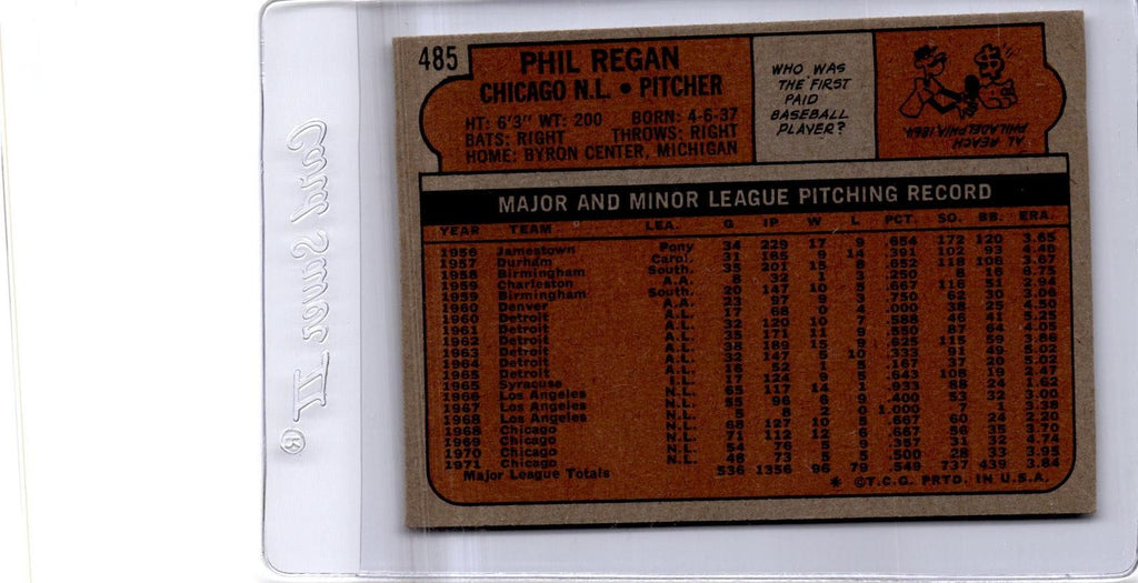 1972 Topps #485 Phil Regan