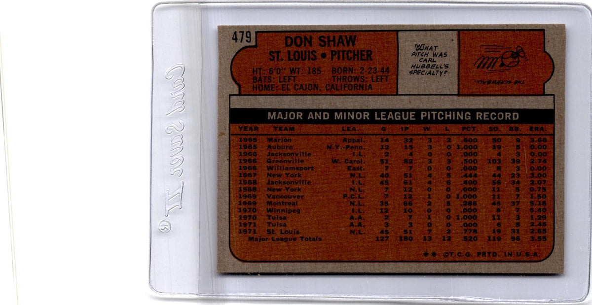 1972 Topps #479 Don Shaw