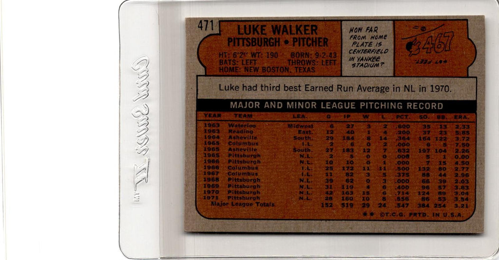 1972 Topps #471 Luke Walker