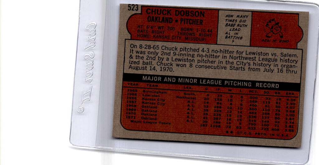 1972 Topps #523 Chuck Dobson