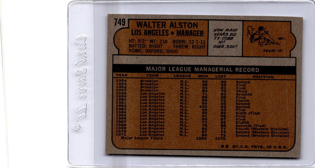 1972 Topps #749 Walter Alston