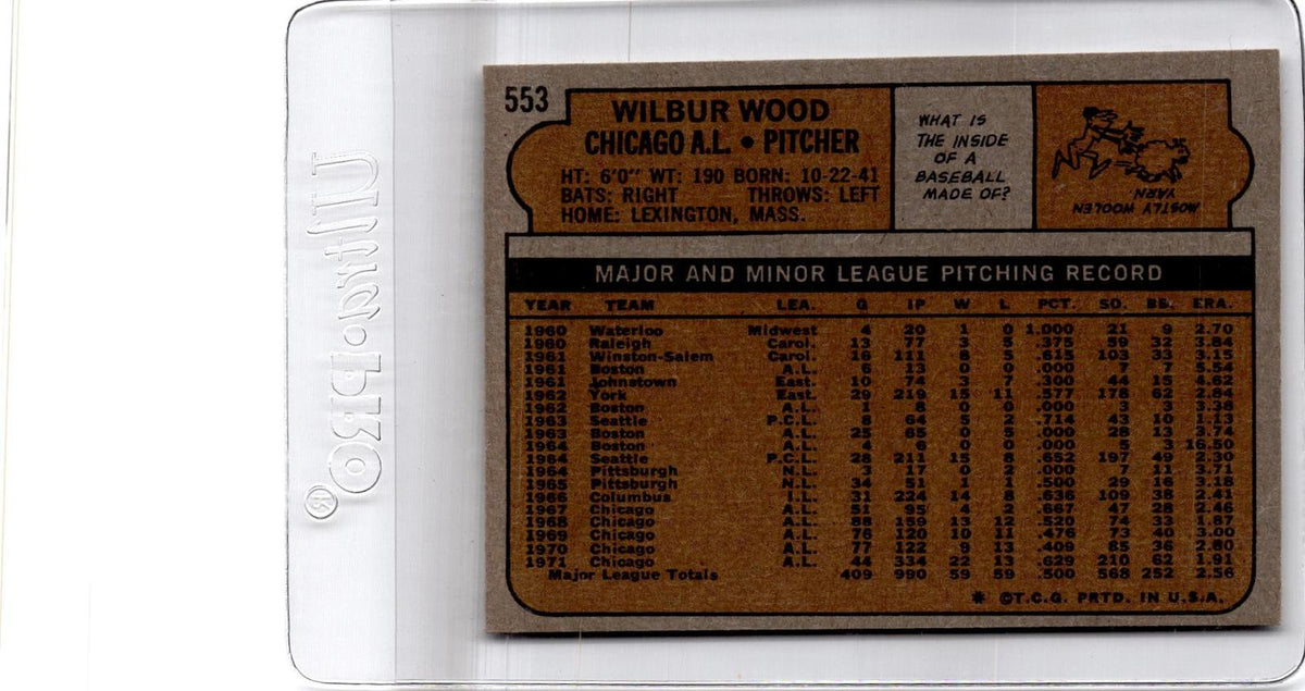 1972 Topps #553 Wilbur Wood
