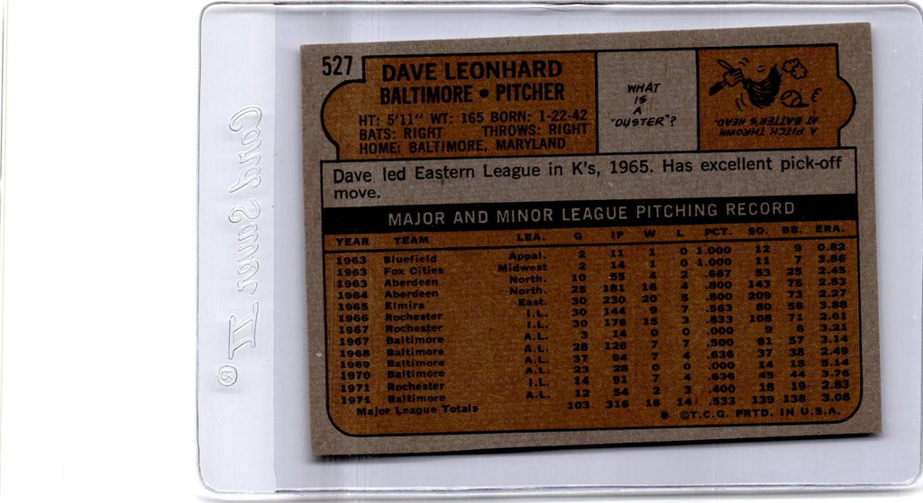1972 Topps #527 Dave Leonhard