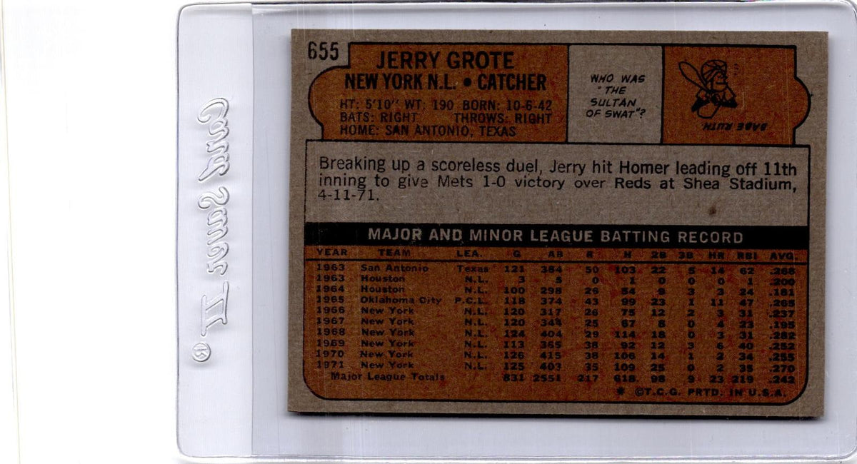 1972 Topps #655 Jerry Grote