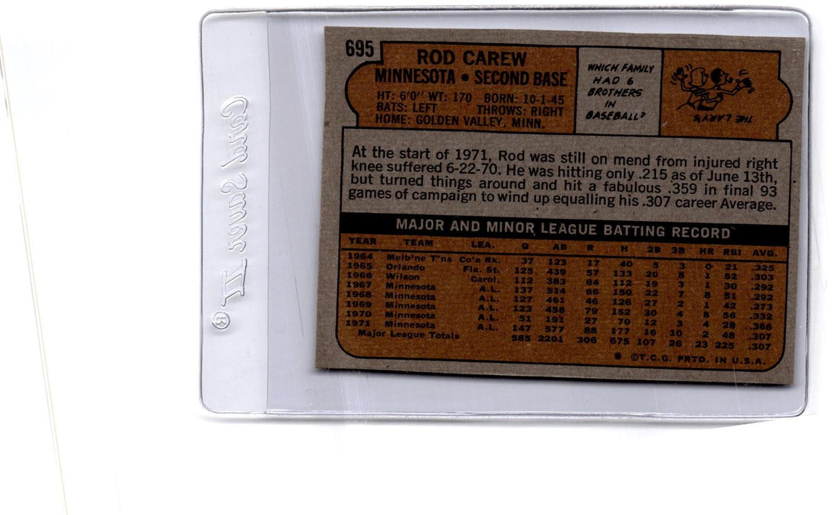 1972 Topps #695 Rod Carew