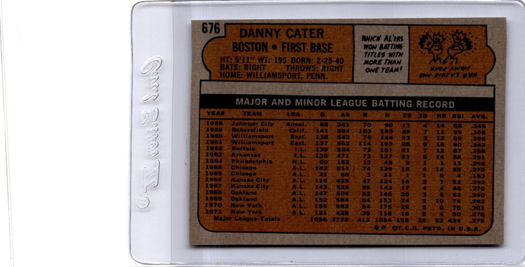 1972 Topps #676 Danny Cater
